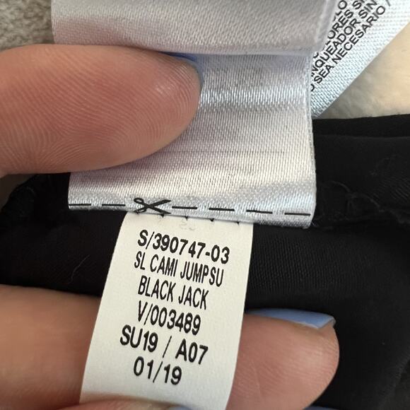 Old Navy Jumpsuit Womens Medium Black Square Neck Wide Leg Minimal Casual READ - Picture 16 of 16